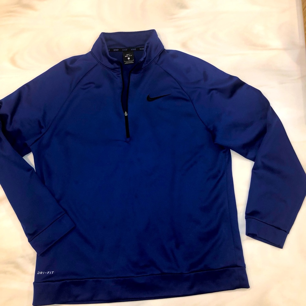 Men’s Blue Nike Dri fit,1/4 zip pullover. Size Large.